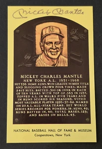 Rare MICKEY MANTLE Signed HOF Plaque-Postcard-NEW YORK YANKEES-JSA - Picture 1 of 7