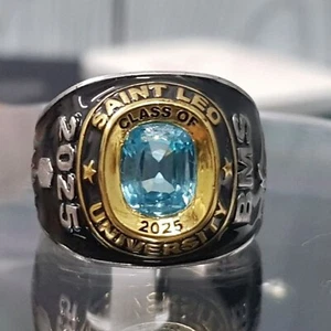 Anello Uomo Classe 2025 Personalizzato Università College Cuscino Gemma Regalo Laurea - Foto 1 di 12