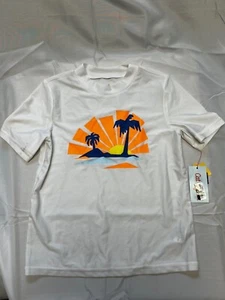 Cat & Jack - (M) Boys' White Rash Guard Shirt with Palm Trees *Read Description* - Picture 1 of 3