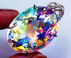 90.50 Ct Certified Mystic Quartz Multi-Color GS Solid Silver Pendant Loose Gems