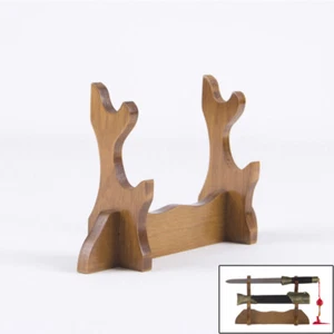 Wood Samurai Sword Katana Holder Stand Bracket Small Assembly Sword Rack 2 Tier - Picture 1 of 4