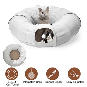 Cat Tunnel Bed Pet Toys Play Hide Tube with Ball Soft For Large Cat Dogs Rabbit - Picture 1 of 13