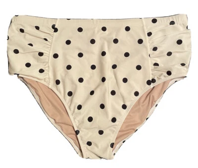 Pantalones de baño para mujer 3X cintura alta de Old Navy, blancos con lunares negros Foto 1 de 4