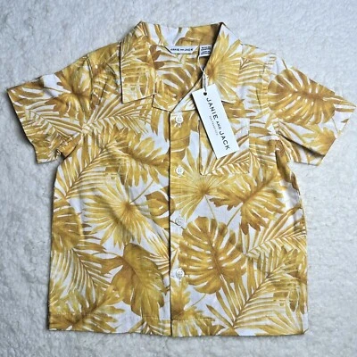 Camisa cabaña de verano con botones Janie and Jack para niños palma dorada varias tallas Foto 1 de 4