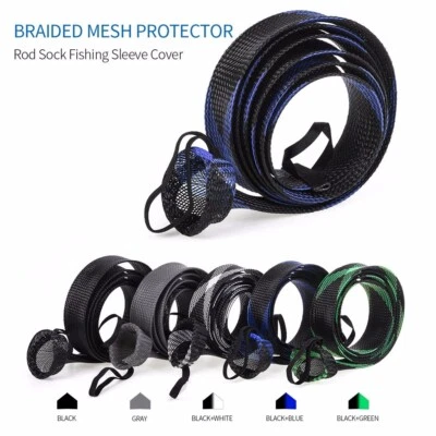 Rod Sock Fishing Sleeve Cover Braided Mesh Protector Pole With Lanyard 5Pcs/Sets - Bild 1 von 4