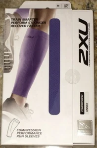2XU Compression Performance Run Calf Sleeve Pair Lavender Running Mens Womens L - Picture 1 of 7