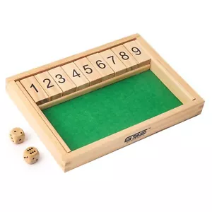 9 Number Wooden Shut The Box Dice Game Board Set Family Pub Bar Dice Board Game - Picture 1 of 7