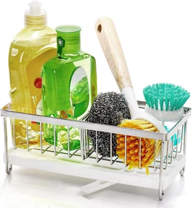 Sink Caddy with Removable Drip Tray, Sponge Holder for Kitchen Sinks, Rustproof - Picture 1 of 12