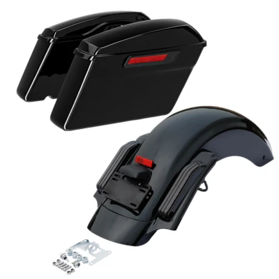 Alforja rígida negra LED guardabarros trasero apto para Harley CVO Electra Road Glide 14-Up Foto 1 de 4