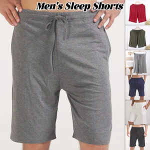Men Soft Sleep Shorts Casual Loose Shorts Sleep Pant with Pockets L-4XL Shorts - Picture 1 of 23