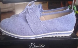New Donna Canvas Tie Detail Slip-On Shoes by Beacon adjustable padded insole 11M - Picture 1 of 5