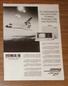 Rara publicidad COMPAQ PORTÁTIL 286 ordenador - transbordador espacial 1985 - Imagen 1 de 1