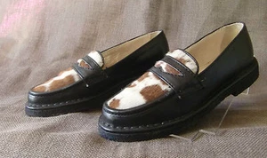 Mocassins bi matière cuir noir et poulain T 37.5 UK 4.5 - état Neuf - Picture 1 of 10