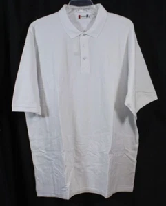 2 Clique Polo Shirts Mens Pique Cotton Polyester White Scotchgarded Lot 5XL - Picture 1 of 6