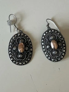 Vintage Sterling 925 Hook  Long Dangle Large Earrings 925 - Picture 1 of 5