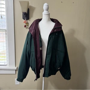 London Fog Jacket Mens L Long Full Zip Windbreaker Drawstring Vintage Retro 90s - Picture 1 of 6