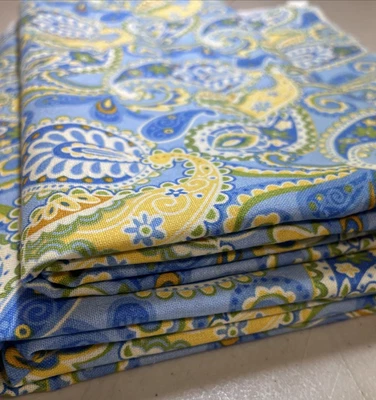 Clásico Azul Paisley Tela Algodón Azul y Amarillo Más de 2 1/2 Yardas x 44" Nuevo Foto 1 de 4