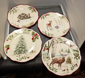 4 Better Homes And Gardens Heritage Winter Forest/Mistletoe Salad Plates 8 3/4” - Picture 1 of 11