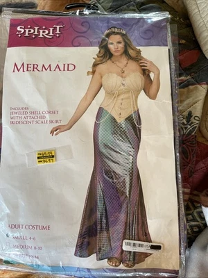 Spirit 万圣节美人鱼连衣裙成人小号 4-6 全新 — 第 1/4 张图片