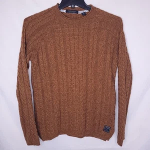 Scotch & Soda Sweater Mens Medium Brown Cable-Knit Wool Yak Blend - Picture 1 of 10
