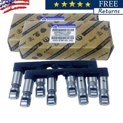 8Pcs Dodge Ram Chrysler Jeep 5.7L 6.4L REAR Valve Lifters & Yoke 5038786AD MOPAR - Image 1 of 4