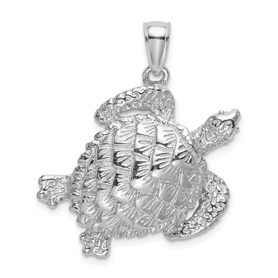 Colgante Tortuga Marina Oro Blanco 14k Dije Marino Símbolo Naturaleza Joyería Playa Foto 1 de 4