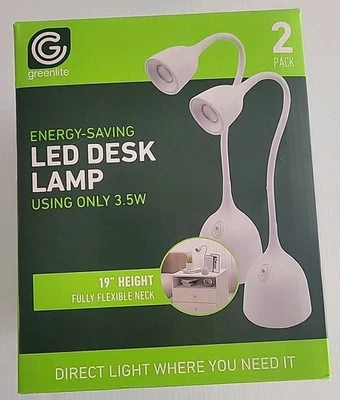 Nuevas lámparas de escritorio LED de ahorro de energía Greenlite (blanco) 3,5 vatios 30 k horas - paquete de 2 Foto 1 de 4