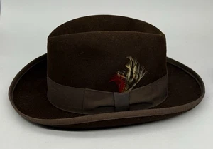 Vintage Designer Collection Godfather 100% Wool Fedora Hat W/ Feathers Large - Picture 1 of 10