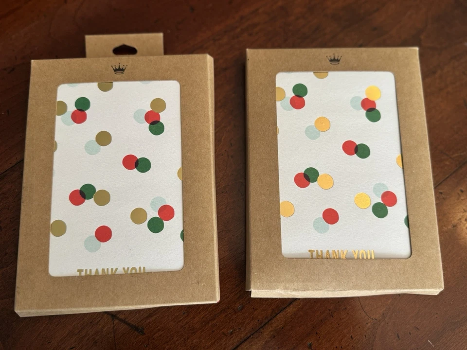 Set Of 20 Hallmark Christmas Holiday Thank You Cards Confetti Red, Green, & Gold - Image 1 of 2
