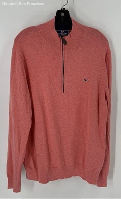Suéter Pullover Vineyard Vines Para Hombre Color Salmón Cuarto Cremallera Talla M Foto 1 de 4