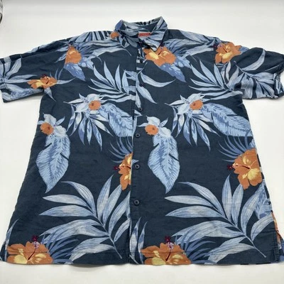 Camisa Havanera Abotonada Hombre L Azul Estampado Tropical...#26896 Foto 1 de 4