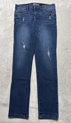 Democracy Jeans Womens Size 4 Elastic Waist AbTechnology Distressed Blue Denim - Image 1 of 4