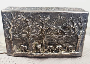Vintage große Sterling Silber 925 Elefant Tier Schatulle Etui schwerer roter Samt - Bild 1 von 16