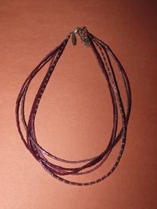 PURPLE LAVENDER SHADES 5 STRAND SEED BEAD CHOKER NECKLACE NY HANG TAG VINTAGE - Picture 1 of 4
