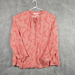 The Loft PLUS Sz 20 Boho Red & White Chiffon Long Sleeve Comfort Blouse Top - Picture 1 of 9