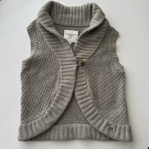 Abercrombie & Fitch Y2K Damen L Wolle Pullover Weste beige Schalkragen Zopfmuster - Bild 1 von 5
