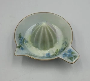 Vintage Zitronen Orangen Entsafter handbemalt blaue Blumen grüne Blätter KERAMIK SIGNIERT - Bild 1 von 13