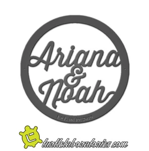 Custom Couples Name in Circle Sign Metal Art - Foto 1 di 1
