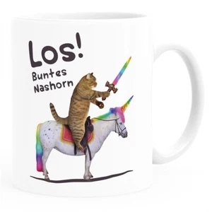 Kaffee-Tasse Katze Satire Los buntes Einhorn Unicorn Nashorn Pferd Bürotasse - Bild 1 von 3