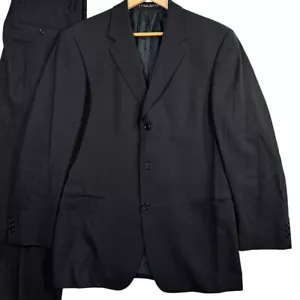 VTG HUGO BOSS Suit Mens 40R Einstein Sigma Pants 35x29.5 3-btn Navy Made in USA - Picture 1 of 21