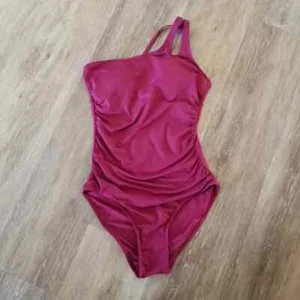NWT Holipick Maroon One Shoulder Tummy Control One Piece Swimsuit Size Small - Picture 1 of 7