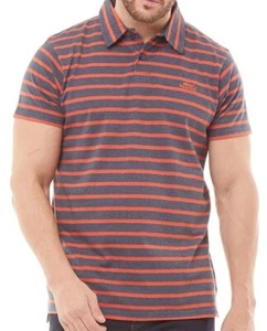 WEIRD FISH Mens Trippier Short Sleeve Striped Polo Shirt Navy Marl > Size Small - Picture 1 of 3