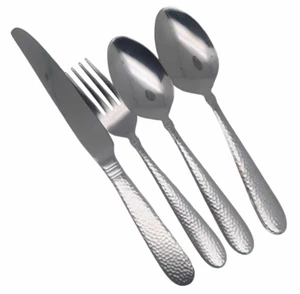 Towle Logan Hammer Ring Edelstahl Set Abendessen Gabel Suppe Löffel Messer Menge 4 - Bild 1 von 4