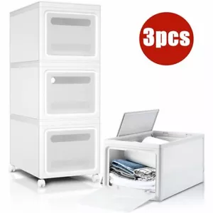 3Pack Stackable Storage Bins with Lids, Plastic Storage Boxes Storage Containers - Picture 1 of 12
