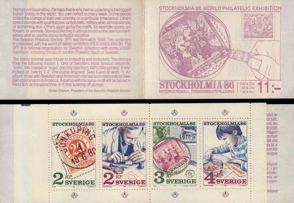 1986 SWEDEN 1588a booklet MNH Stamp Collecting Stockholmia '86 - Image 1 of 1