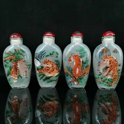 A Set Chinese Glass Inner Painting Exquisite Tigers Snuff Bottle - Image 1 of 4