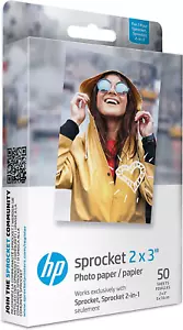 HP Sprocket 2x3" Premium Zink Sticky Back Photo Paper (50 Sheets) Compatible wi - Picture 1 of 12
