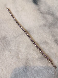 Solid Sterling Silver 925 Amethyst Tennis Bracelet Fully Hallmarked Not Scrap - Picture 1 of 6