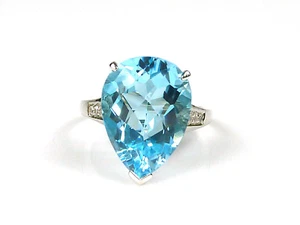 Silver Women's Ring - Large, Synth. Blue Topaz - 925er Sterling Silver - Picture 1 of 5