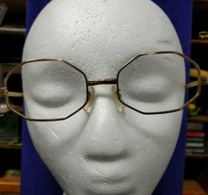 1X Vintage Classic Glass Glasses Korea Frame, Eye Wear Gold tone Octagon Retro - Picture 1 of 10